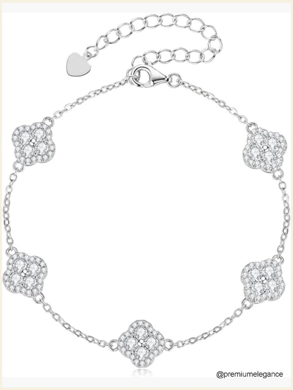 1.2cttw Moissanite Clover Bracelet, 14K Gold Filled, Adjustable
